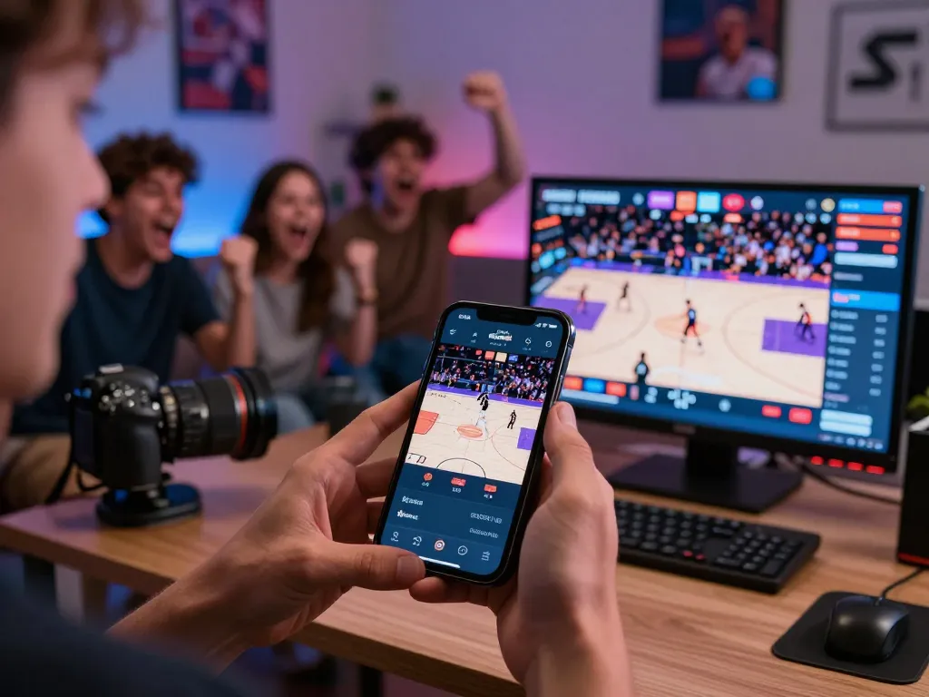 Exciting online sports betting moment with qq8827 app displayed on smartphone during live game