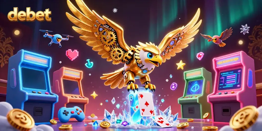 Experience the thrill of debet in a vibrant 3D casino scene with animated characters and game elements.