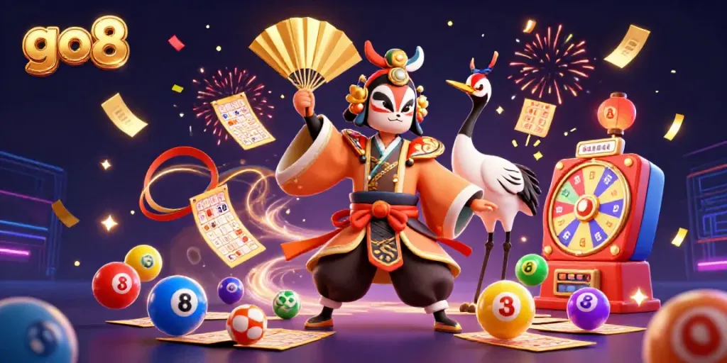 Engage with go8's vibrant casino world featuring dynamic gambling elements and joyful celebration.