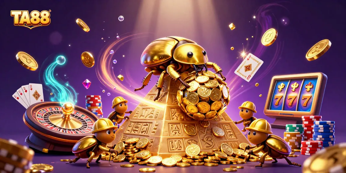 Experience the thrill of TA88 with golden coins and exciting casino elements.