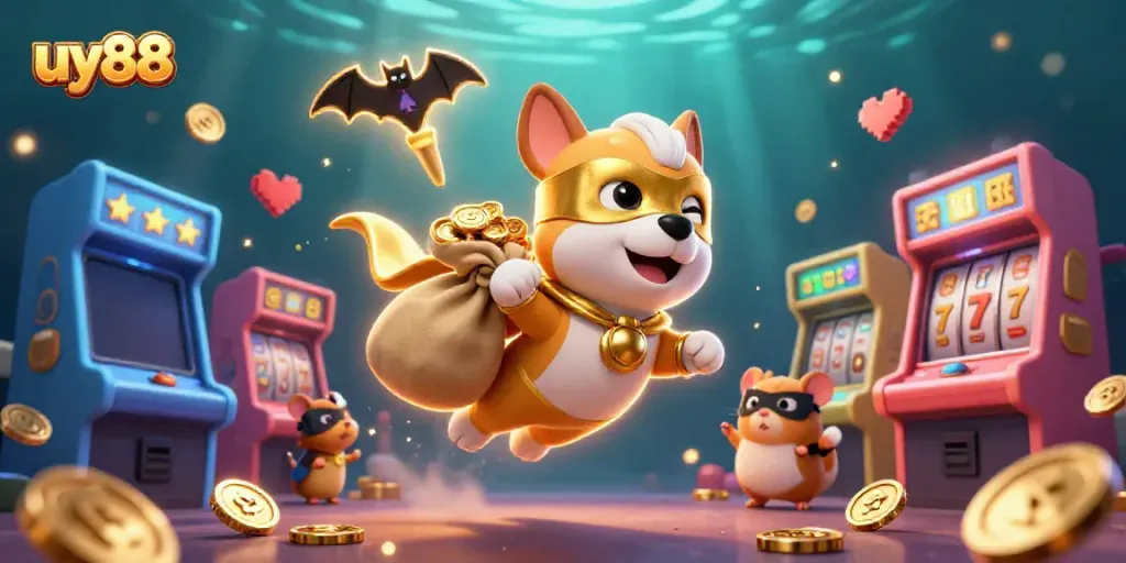Join the action with uy88 as the superhero dog and sidekick bring excitement to the casino world.