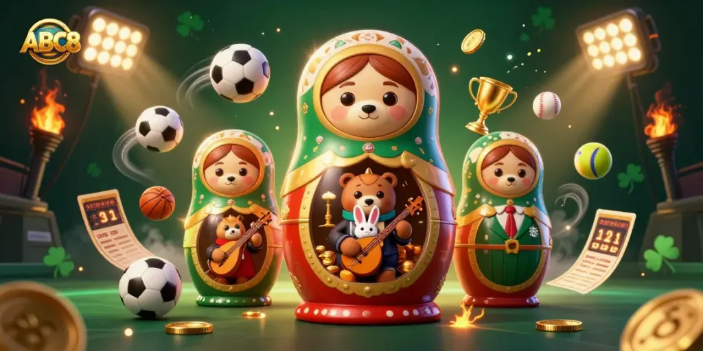 Engage with ABC8's dynamic casino scene showcasing colorful bears and lively betting elements.