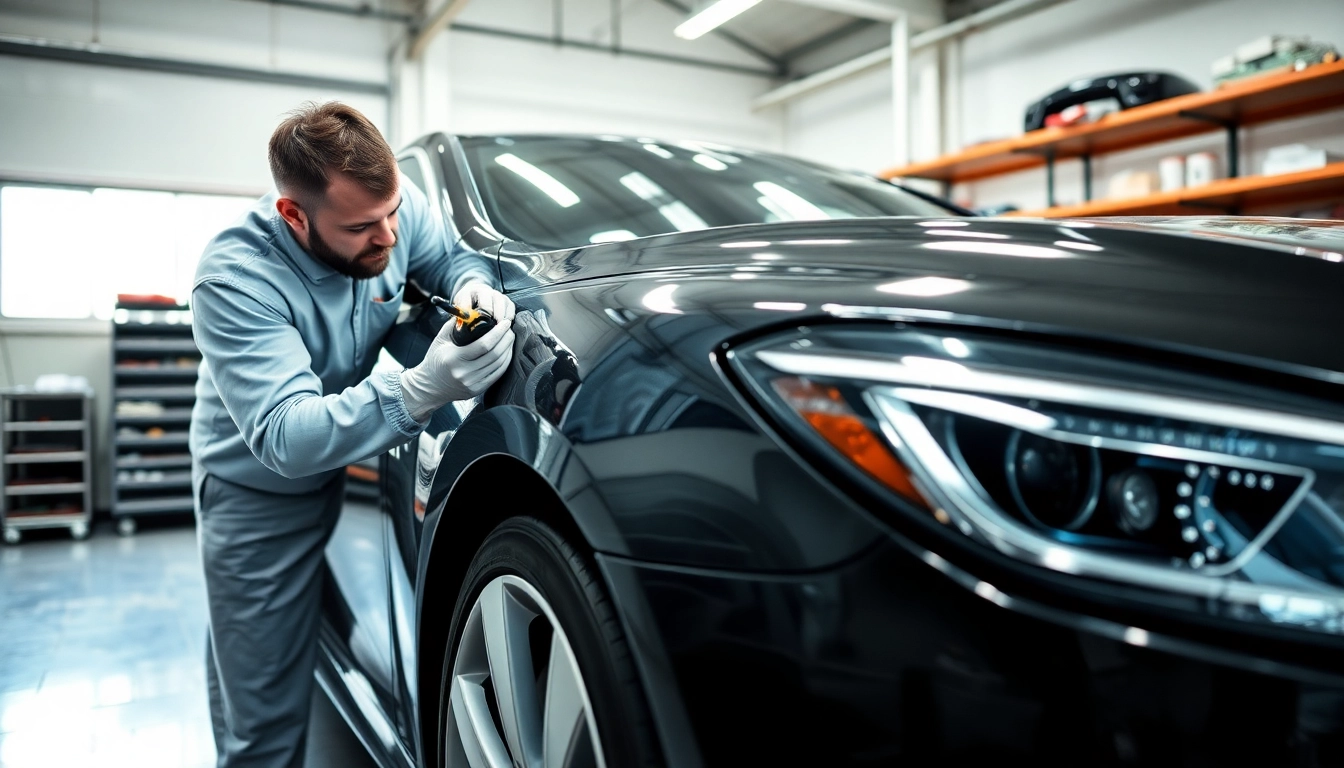 Applying PPF winter road salt protection on a car while ensuring a pristine finish.
