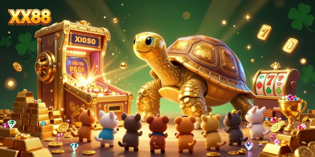 Experience the thrills of XX88 casino games with vibrant colorful illustrations of exciting gameplay.