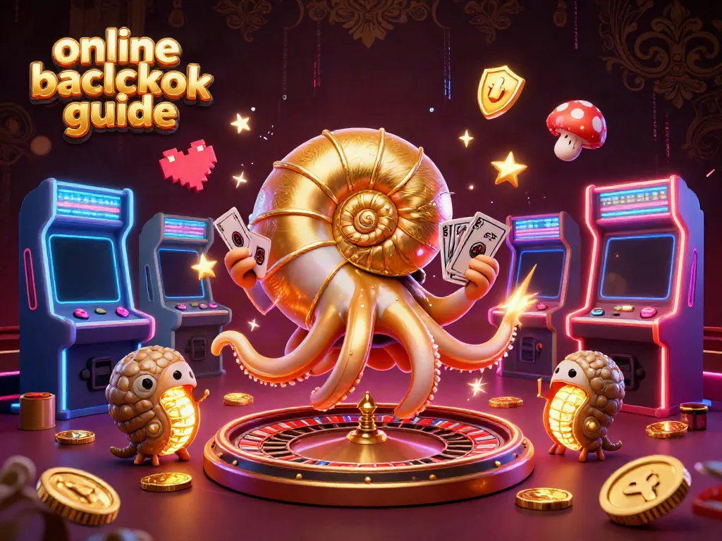 Join the fun in this online blackjack guide illustration featuring a giant nautilus with roulette components.