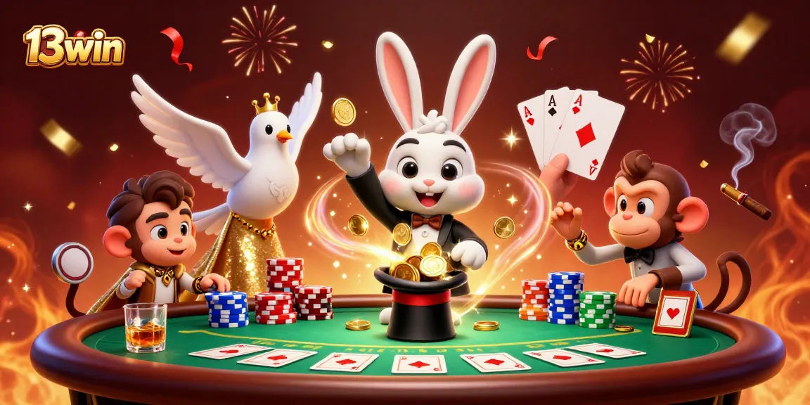 Experience fun with 13win by watching a magician and friends celebrating casino wins.
