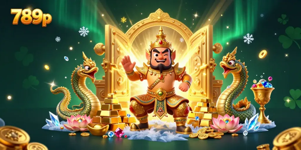 Experience thrilling excitement with 789p while discovering treasures in a vibrant 3D casino illustration.