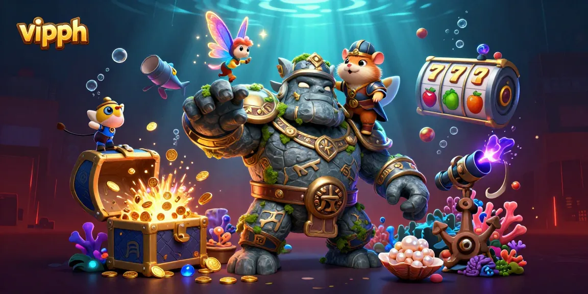 Experience the thrill of vipph with a dynamic casino-themed 3D illustration featuring magical characters.