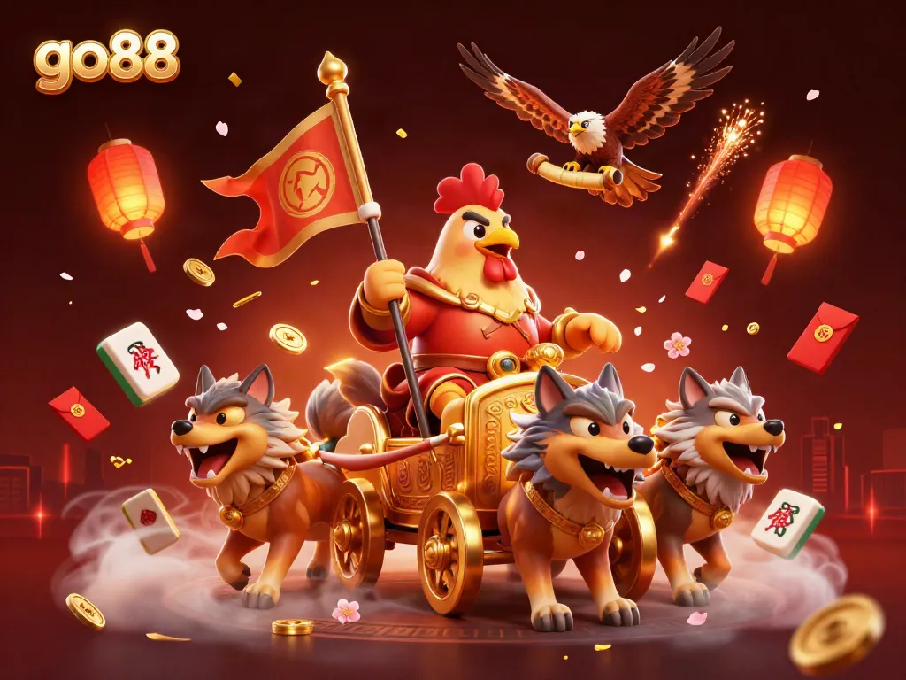 Engage with go88's thrilling casino experience under festive lights and golden symbols.