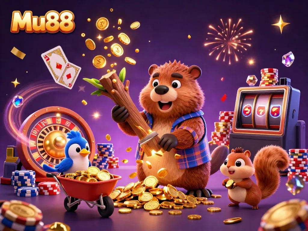 Experience thrilling gaming excitement at Mu88 with lively characters and stunning casino elements.