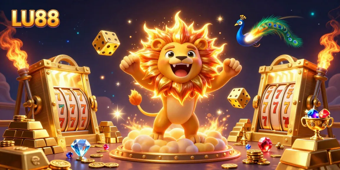 Win big at LU88 with a dazzling casino scene featuring golden treasures and vibrant characters.