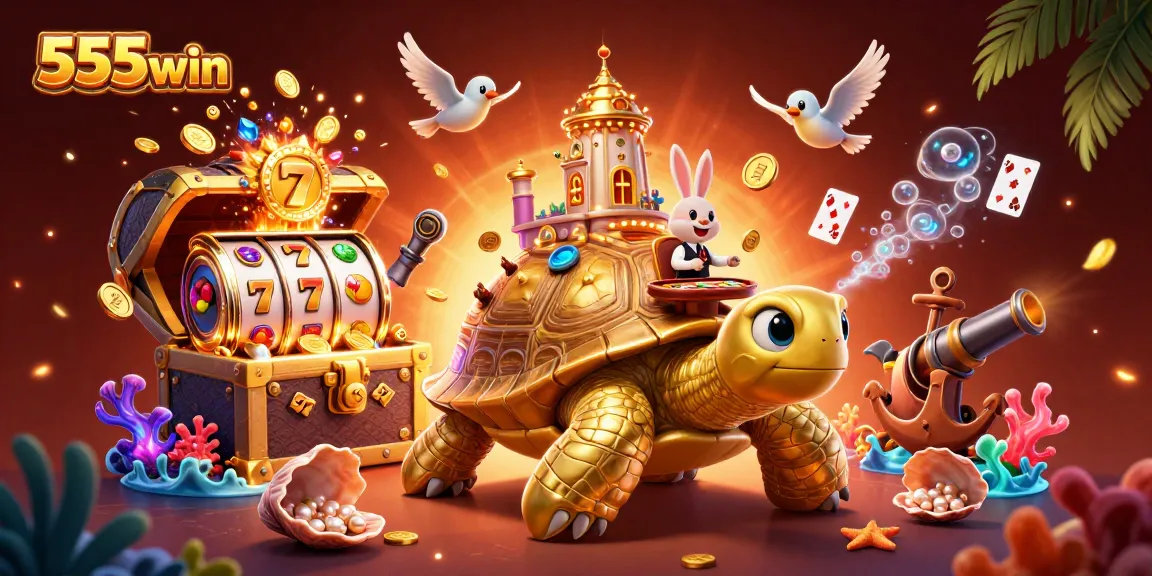 Win big with 555win at an interactive slot machine experience featuring vibrant characters.