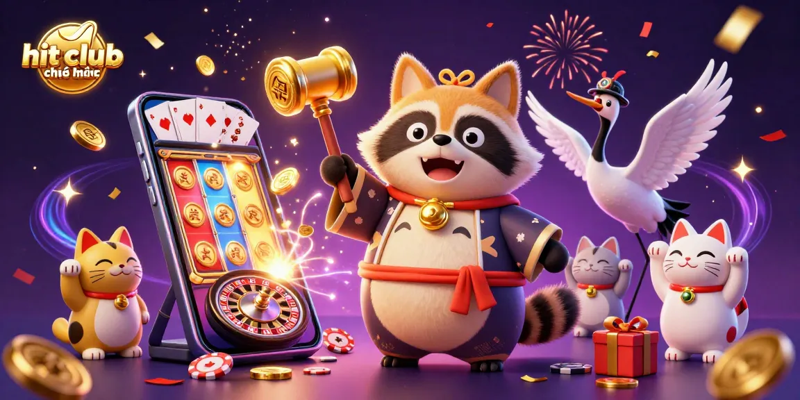Experience the excitement at hit club chính thức with colorful slots and cheery characters celebrating wins.