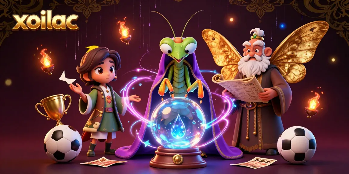 Bet on xoilac with 3D fortune teller and sports betting elements in vibrant atmosphere.
