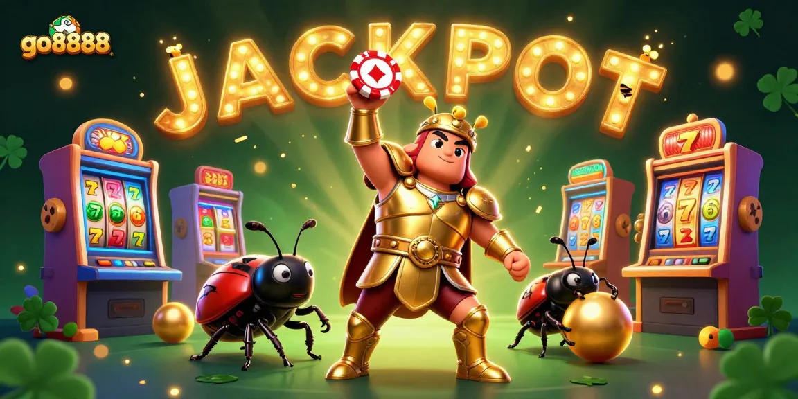 Explore the vibrant gaming world of go8888 with cartoon heroes lifting chips in a jackpot celebration.