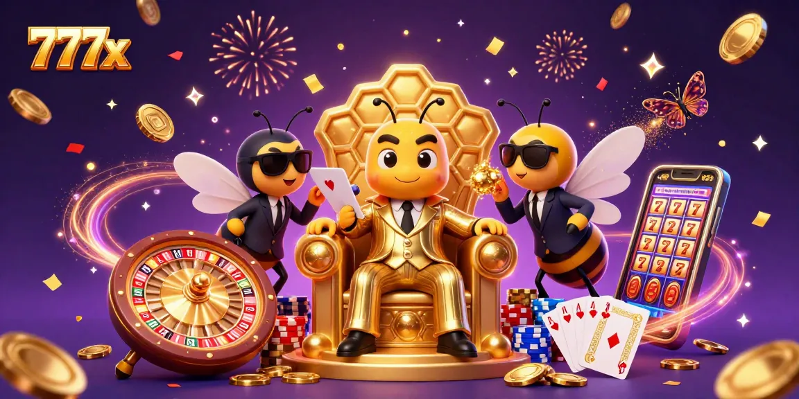 Experience thrilling wins at 777x with a lively 3D gaming scene featuring colorful elements and exciting gameplay.