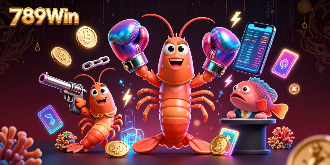 Safeguard your gaming with 789Win's vibrant crypto casino scene featuring dynamic characters.